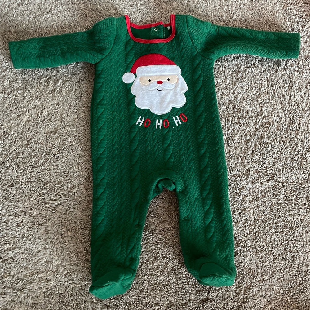Unisex 9 months Christmas Santa Ho Ho Ho Footed Onesie Pajama